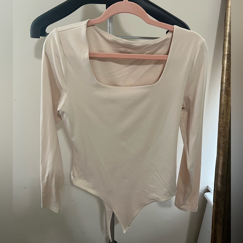 EUC Large Nuuds Square neck bodysuit in bone color